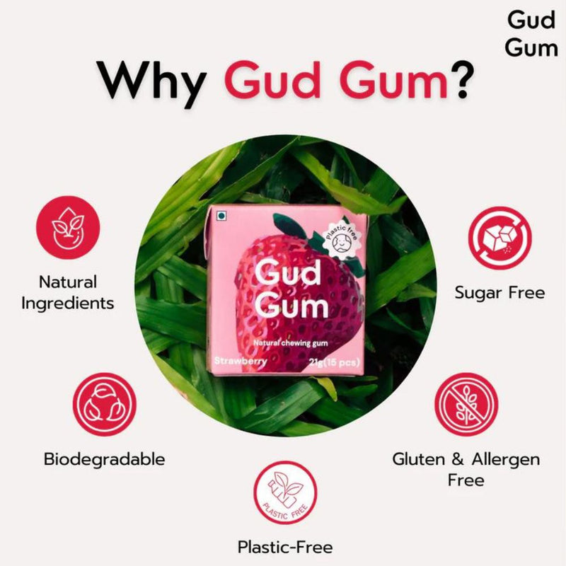 Strawberry Gum - Plastic Free Chewing Gums