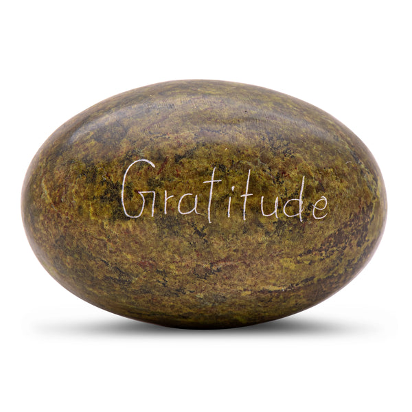 Stone Engraved Pebble Paper Weight - Gratitude