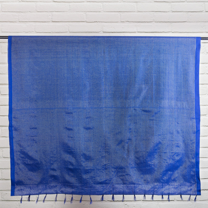 Blue Golden Lines Cotton Sari