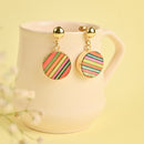 Handcrafted Multicoloured Brass Wood Circle Earring