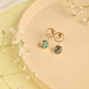 Handcrafted Brass Green Stone Stud Earring