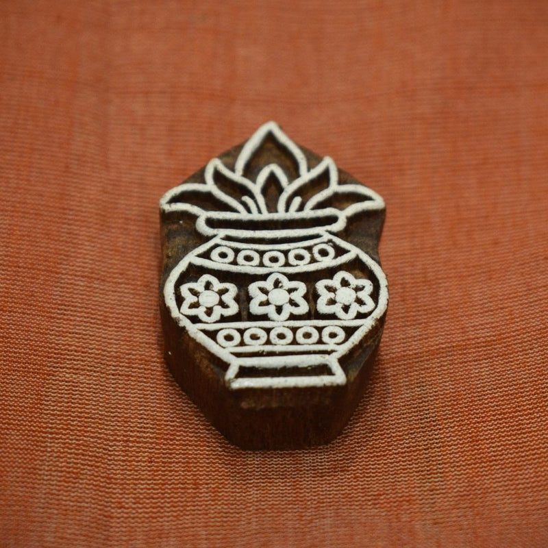 Hand carved block fridge magnet - Kalash design