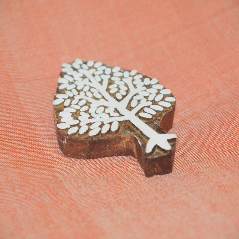 Hand carved block fridge magnet - Tree design