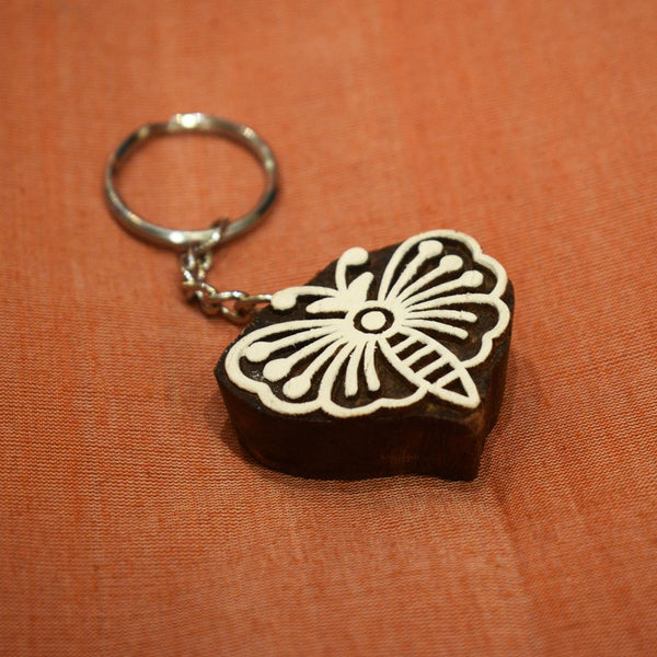 Hand carved Block Keychain- Butterfly Wings