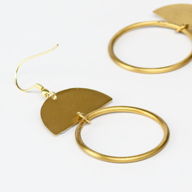 Half and Full Circle Brass Earring