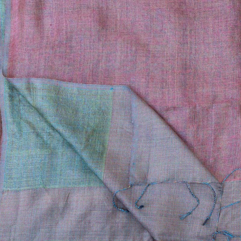 Pink Blue Reversible Silk Stole