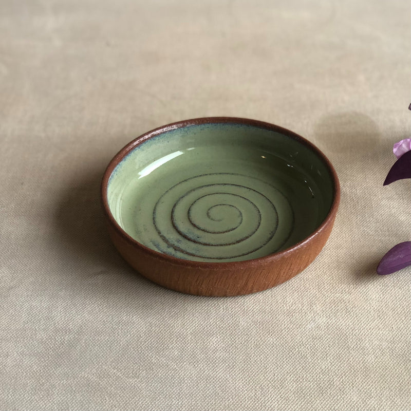Ceramic Green Handcrafted Dessert Plate