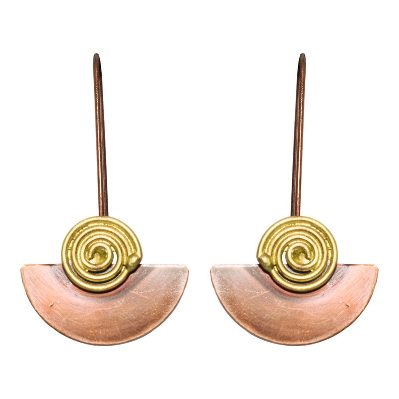 Handcrafted Copper Spiral Design Earring