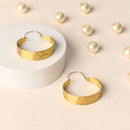 Wave Pattern Loop Shaped Handcrafted Brass Textured Earring