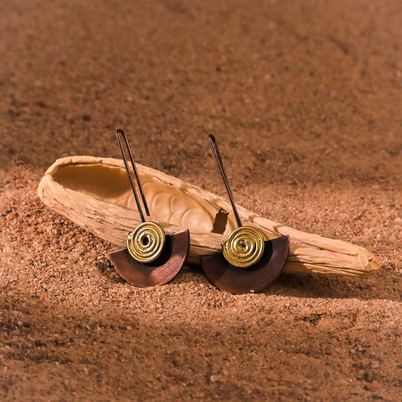 Handcrafted Copper Spiral Design Earring