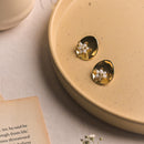 Gold White Stud Earring