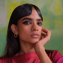 Handcrafted Brass Red Bead Stud Earring