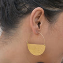 Handcrafted Brass Hammered Dull Gold Hoop Earring