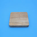 Wooden Square Coasters with White Floral Design Set of 2