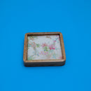 Wooden Square Coasters with White Floral Design Set of 2