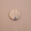 Wooden Round Coasters with Peach Floral Design Set of 2