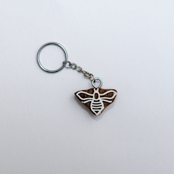 Hand carved Block Keychain- Insect design