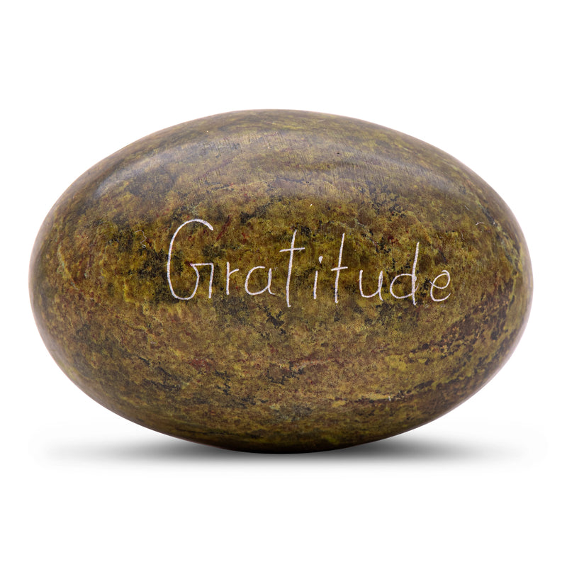 Stone Engraved Pebble Paper Weight - Joy Gratitude Peace