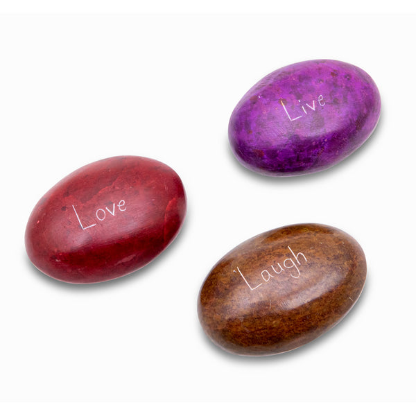 Stone Engraved Pebble Paper Weight - Love Live Laugh