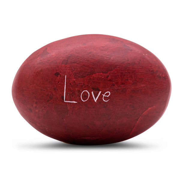 Stone Engraved Pebble Paper Weight- Love Red