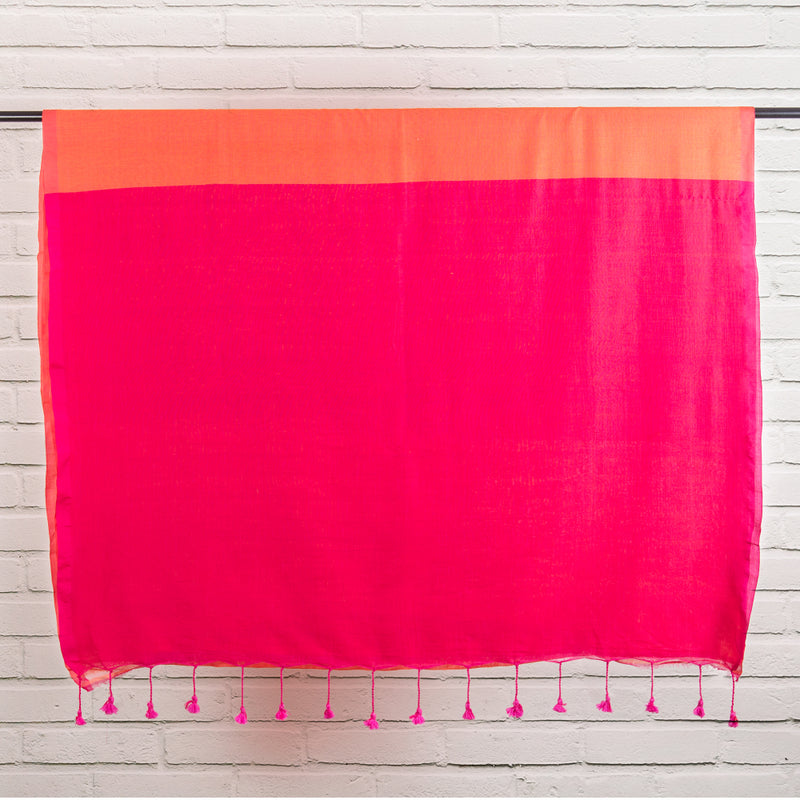 Red Orange Cotton Sari