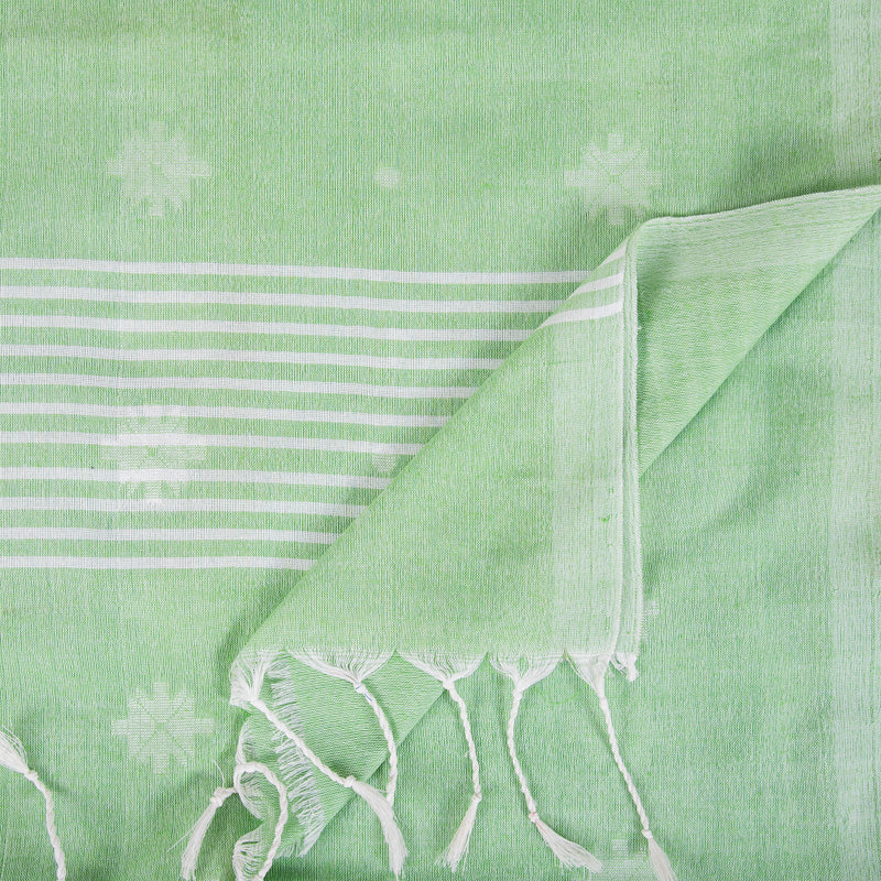 Green Cotton Jhilmil Sari