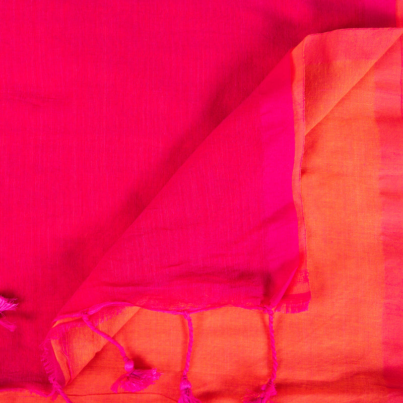 Red Orange Cotton Sari