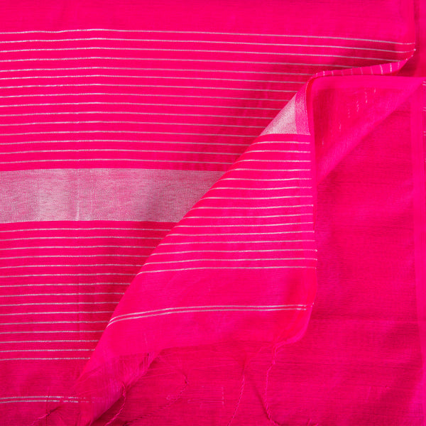 Pink Cotton Silver Buti Sari