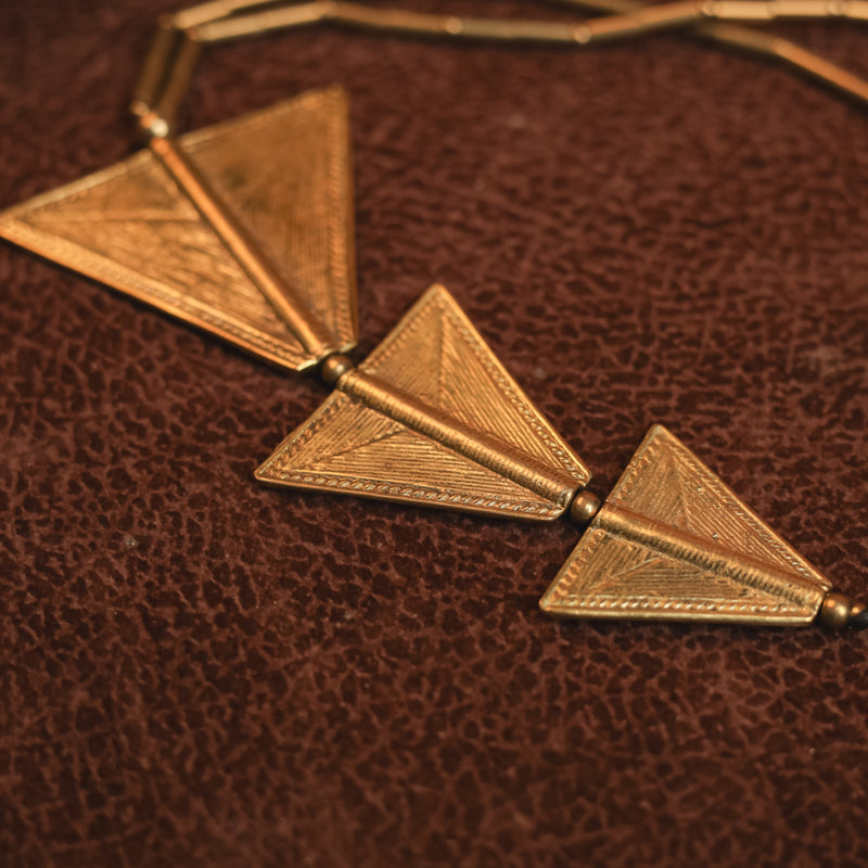 Handcrafted Brass Necklace with Triangle Pendant