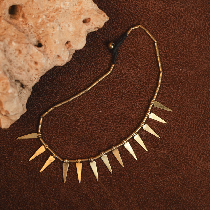 Handcrafted Brass Necklace with Tribal Design