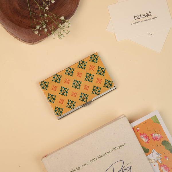 Phulkari Yellow Visiting Card Holder