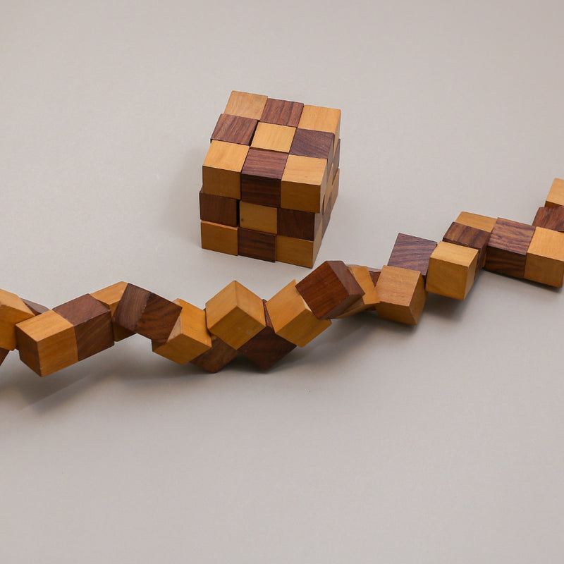 Handmade Wooden Puzzle- Snake Cube Puzzle for Kids