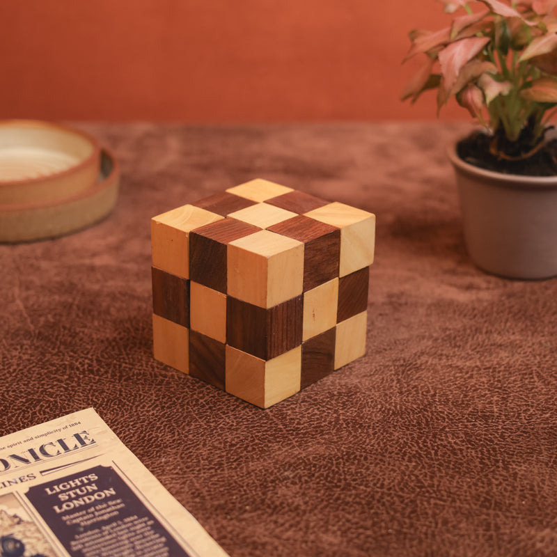 Handmade Wooden Puzzle- Snake Cube Puzzle for Kids