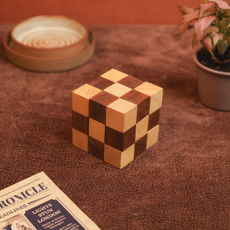 Handmade Wooden Puzzle- Snake Cube Puzzle for Kids
