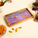 Wooden Tray Abstract Design with Coaster Set