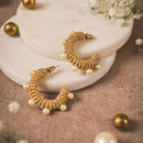 Handwoven Pearl-Embellished Brass Hoops – Contemporary Statement Earrings