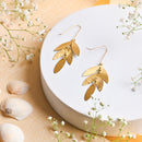 Textured Leaf Brass Earring