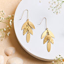 Textured Leaf Brass Earring