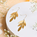 Textured Leaf Brass Earring