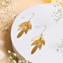 Textured Leaf Brass Earring