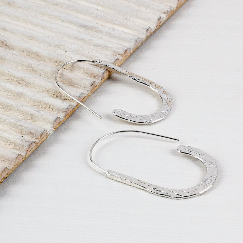 Handcrafted Silver Colour Hammered Earring