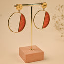 Handcrafted Brass Orange Circle Stud Earring