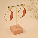 Handcrafted Brass Orange Circle Stud Earring