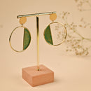 Handcrafted Brass Sea Green Circle Stud Earring