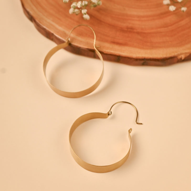Loop Shaped Handcrafted Brass Textured Earring