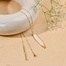 Handcrafted Brass Neckpiece with White Pendant