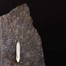 Handcrafted Brass Neckpiece with White Pendant