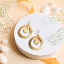 Handcrafted Brass Textured Drop Design Earring