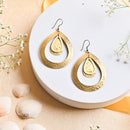 Handcrafted Brass Textured Drop Design Earring