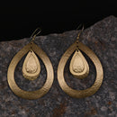 Handcrafted Brass Textured Drop Design Earring